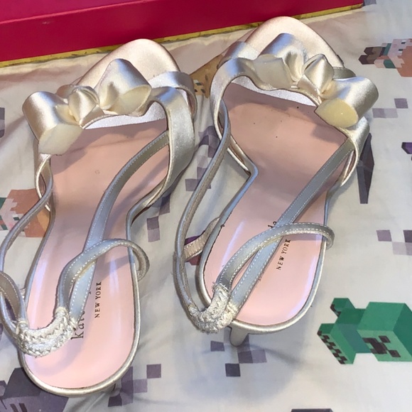 Kate Spade Ivory Bridal Satin Slingback "Ideal" Heels - Size 11 - Picture 9 of 12